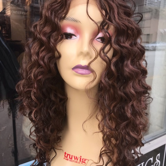Brown Curly Wig Lacefront Human hair Blende Wig - Picture 4 of 8